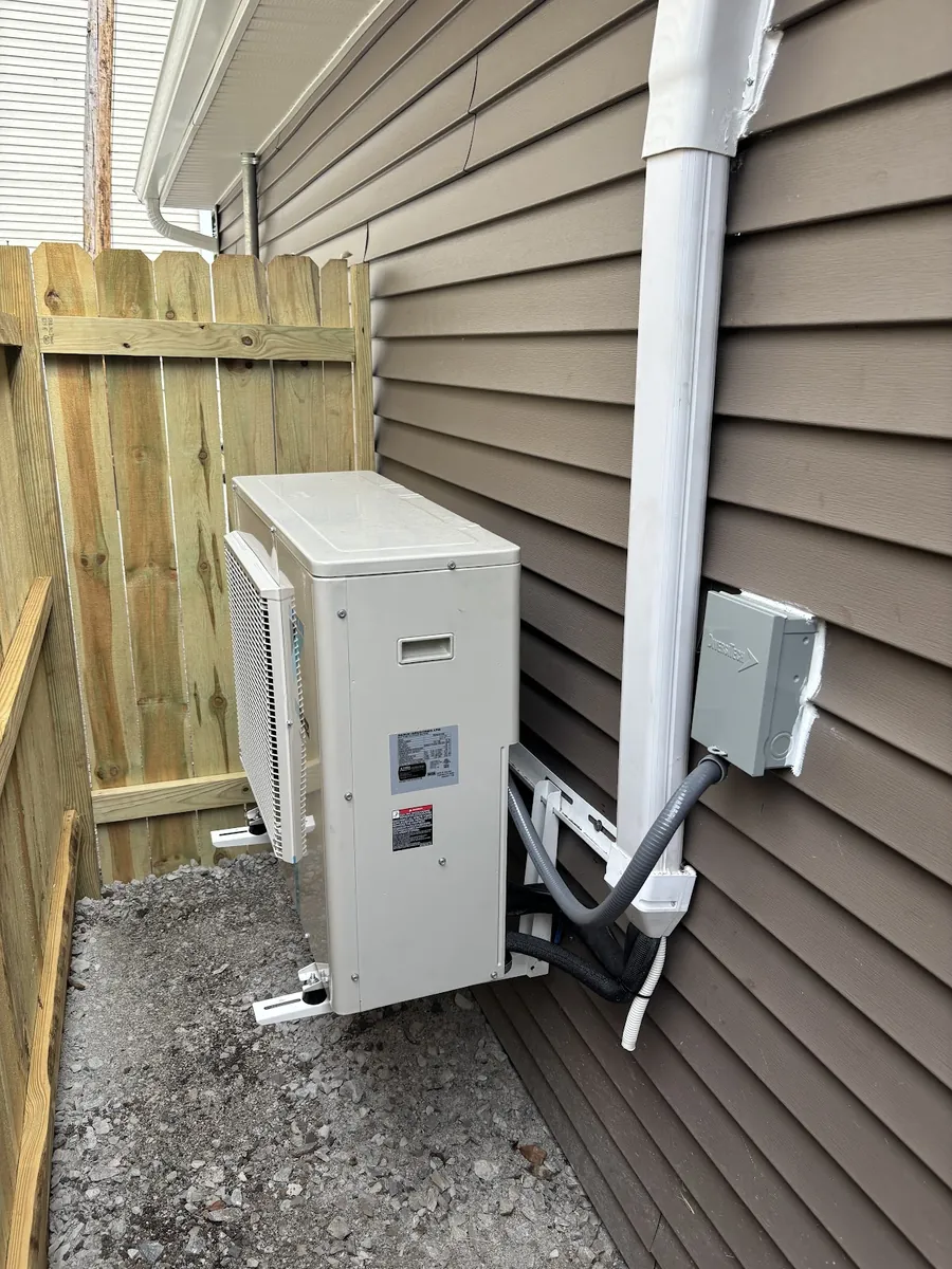Ductless mini-split condenser installed at a Columbus home by Ben Smith